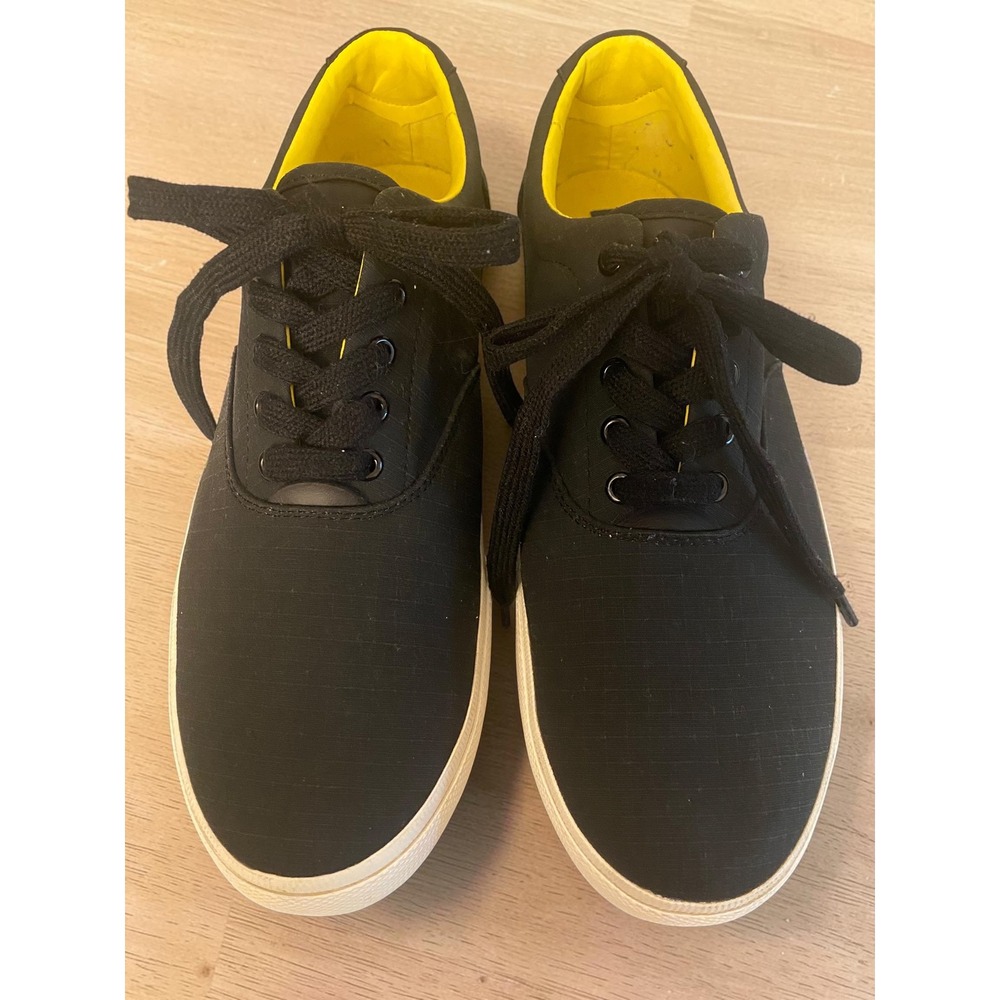 Polo Ralph Lauren Vaughn Ripstop Canvas Sneakers Black Yellow Men's 13D - Picture 2 of 8